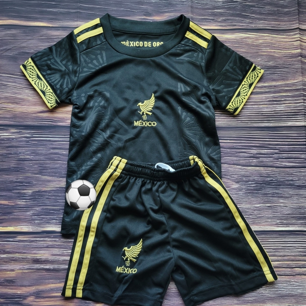 Mexico Blk Gold kid's soccer uniform